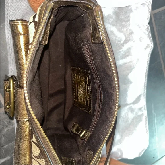 Coach Brown and Gold Shoulder Bag - Picture 9 of 11